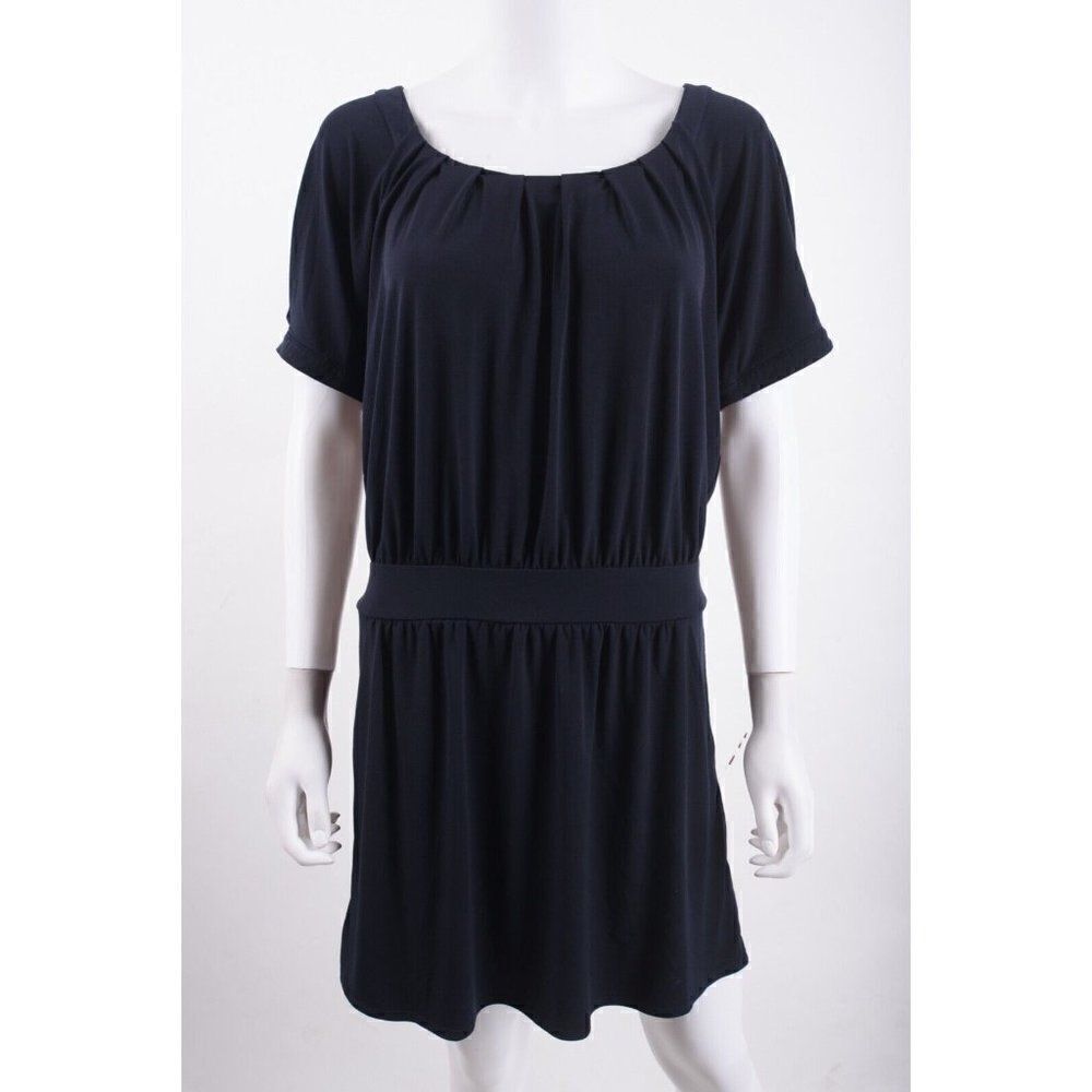 Ann Taylor Loft Womens Pleated Dress M Blue A-Line Flowy Knee length Pockets